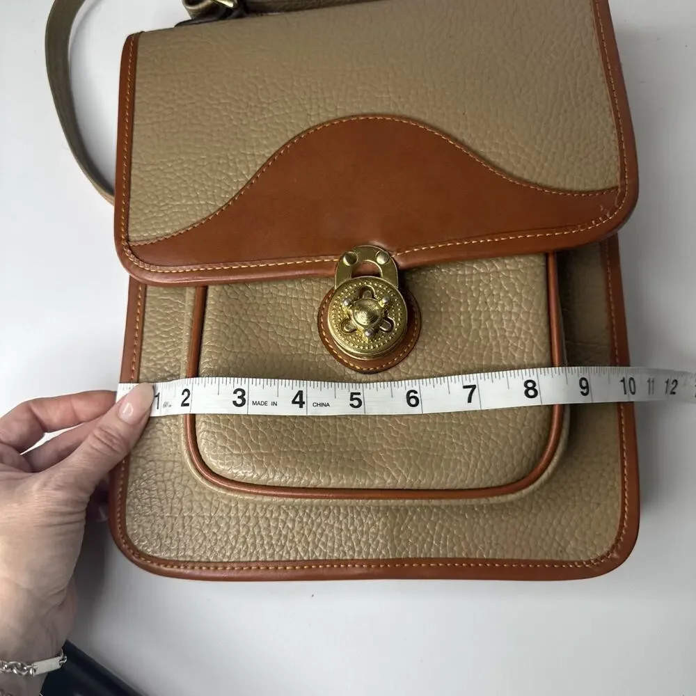 Vintage Korean Pebbled Leather Backpack Turn Lock Natural Tan Brown Stylish Cute